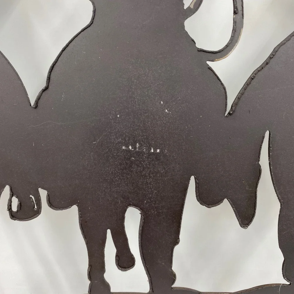 Large Metal Cowboy Welcome Sign Rust Brown Western Wall Art Ranch Rodeo Horse